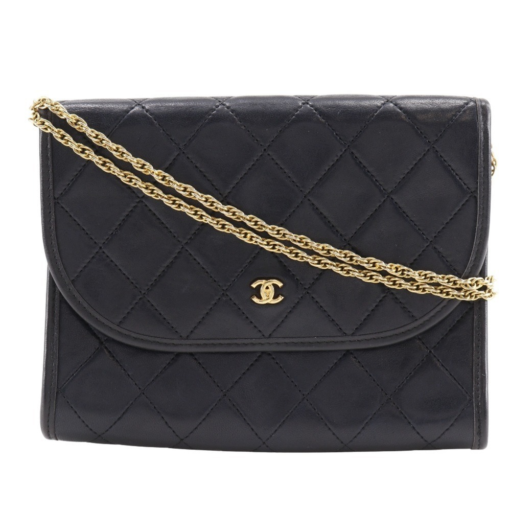 CHANEL Black Lambskin Leather Pochette Shoulder Bag - Picture 1 of 16